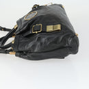 Chloe Victoria Hand Bag Leather 2way Black Gold Auth BA10246-5