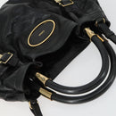 Chloe Victoria Hand Bag Leather 2way Black Gold Auth BA10246-6