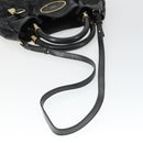 Chloe Victoria Hand Bag Leather 2way Black Gold Auth BA10246-7