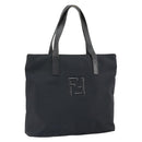 FENDI Hand Bag Nylon Black Silver Auth BA10247-1