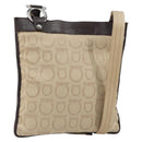 Salvatore Ferragamo Shoulder Bag Canvas Beige Silver Auth BA10248-1
