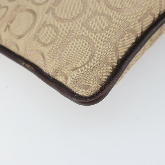 Salvatore Ferragamo Shoulder Bag Canvas Beige Silver Auth BA10248
