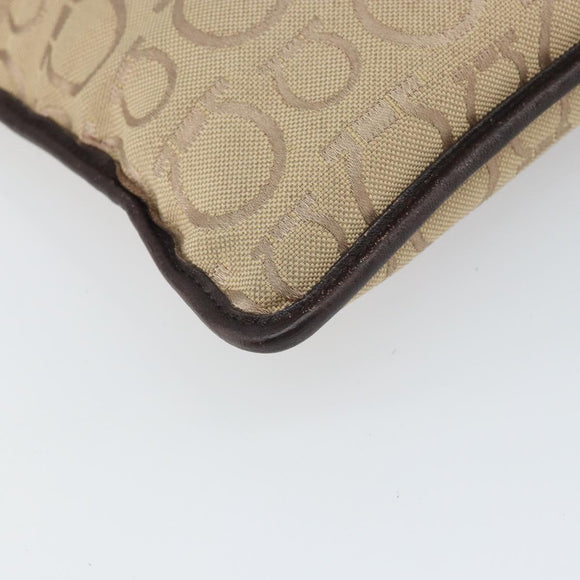 Salvatore Ferragamo Shoulder Bag Canvas Beige Silver Auth BA10248