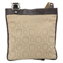 Salvatore Ferragamo Shoulder Bag Canvas Beige Silver Auth BA10248-2