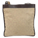 Salvatore Ferragamo Shoulder Bag Canvas Beige Silver Auth BA10248-3