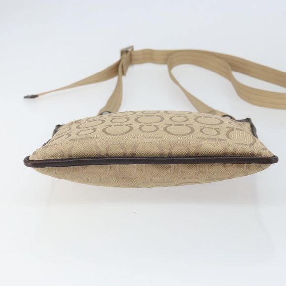 Salvatore Ferragamo Shoulder Bag Canvas Beige Silver Auth BA10248
