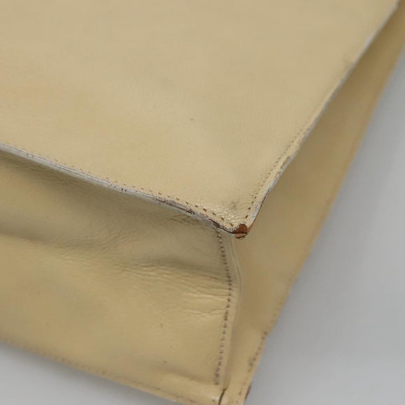 GUCCI Hand Bag Leather Beige Gold Auth BA1025