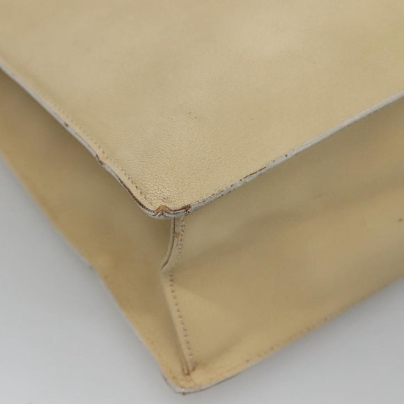 GUCCI Hand Bag Leather Beige Gold Auth BA1025