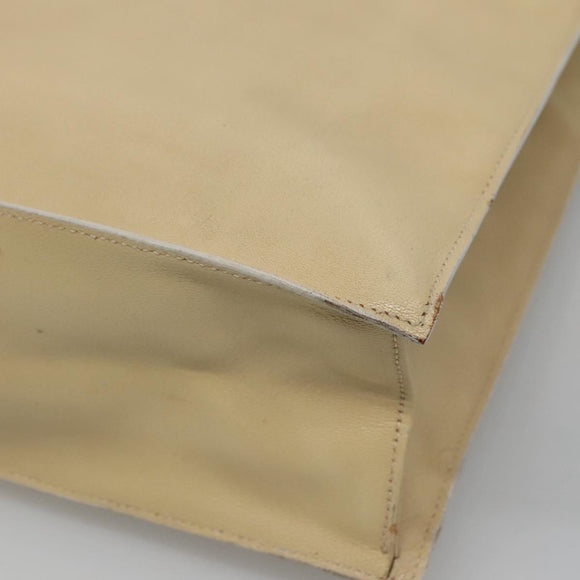 GUCCI Hand Bag Leather Beige Gold Auth BA1025