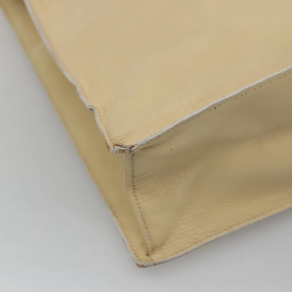 GUCCI Hand Bag Leather Beige Gold Auth BA1025