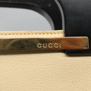 GUCCI Hand Bag Leather Beige Gold Auth BA1025-10