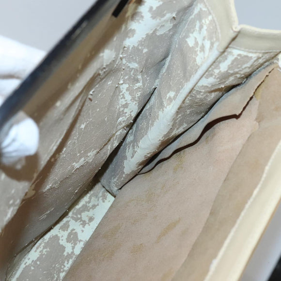 GUCCI Hand Bag Leather Beige Gold Auth BA1025