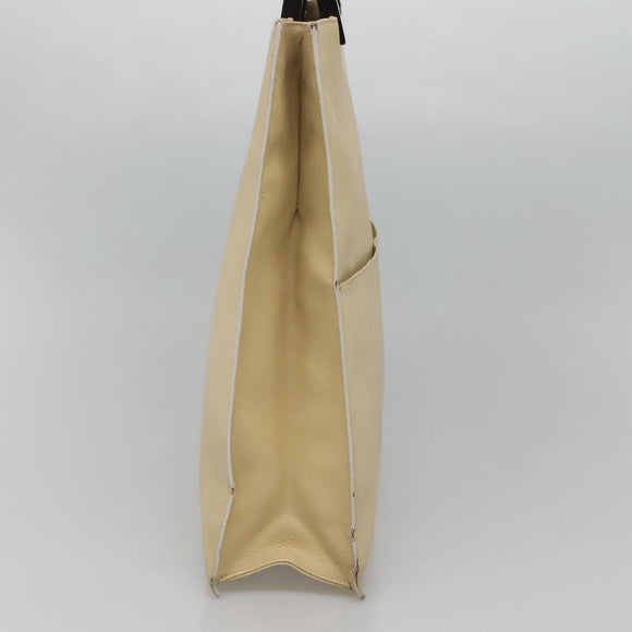 GUCCI Hand Bag Leather Beige Gold Auth BA1025