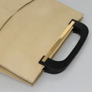 GUCCI Hand Bag Leather Beige Gold Auth BA1025-6