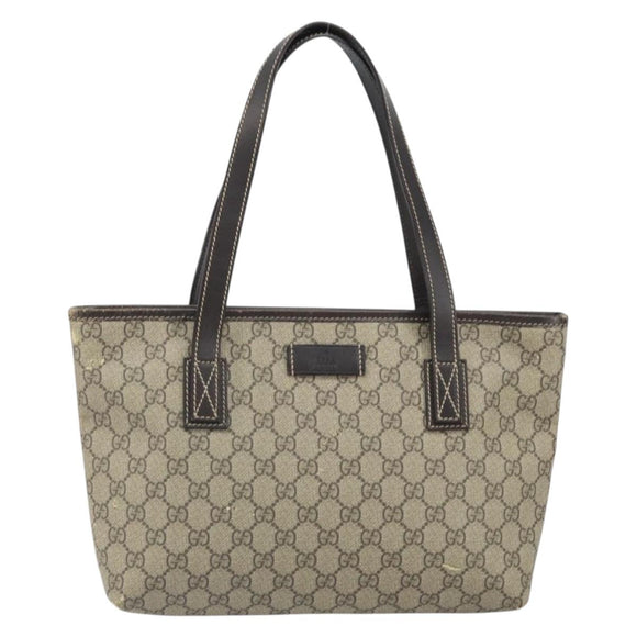 GUCCI GG Supreme Tote Bag PVC Beige 211138 Auth BA10250