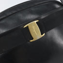 Salvatore Ferragamo Vala Shoulder Bag Leather Black Gold Auth BA10252-17