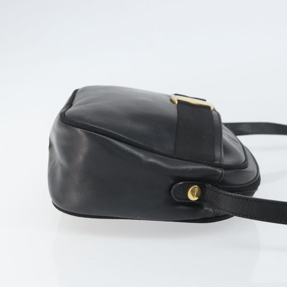 Salvatore Ferragamo Vala Shoulder Bag Leather Black Gold Auth BA10252