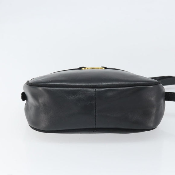 Salvatore Ferragamo Vala Shoulder Bag Leather Black Gold Auth BA10252