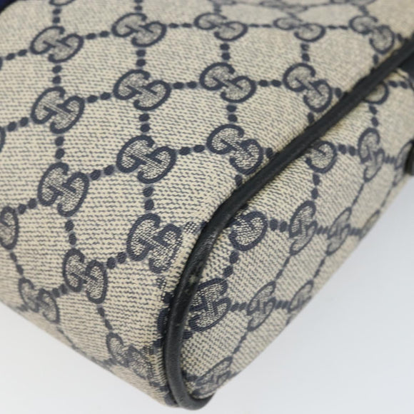 GUCCI GG Supreme Sherry Line Clutch Bag PVC Navy Gold 010 378 Auth BA10258