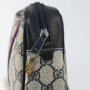 GUCCI GG Supreme Sherry Line Clutch Bag PVC Navy Gold 010 378 Auth BA10258-12