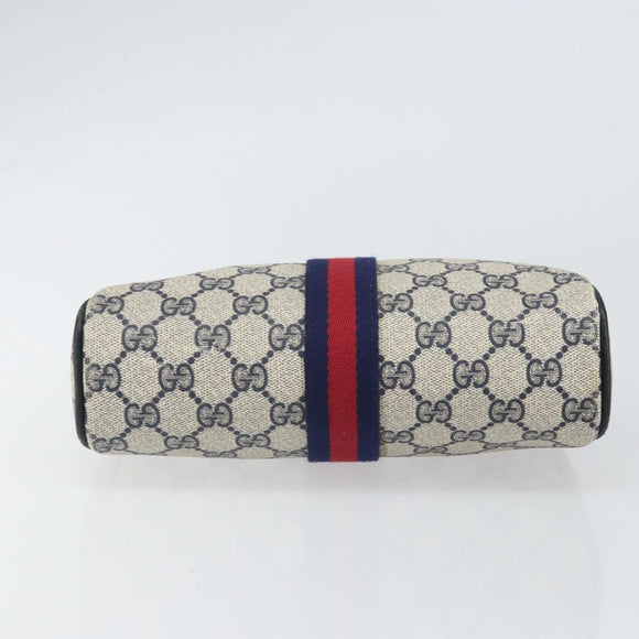 GUCCI GG Supreme Sherry Line Clutch Bag PVC Navy Gold 010 378 Auth BA10258