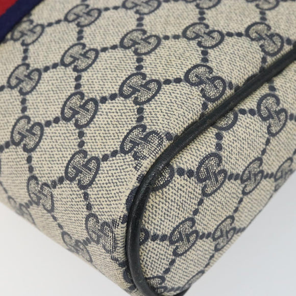 GUCCI GG Supreme Sherry Line Clutch Bag PVC Navy Gold 010 378 Auth BA10258