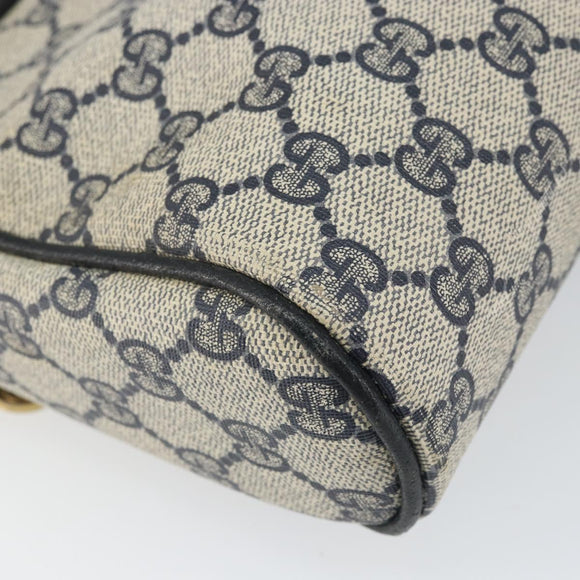 GUCCI GG Supreme Sherry Line Clutch Bag PVC Navy Gold 010 378 Auth BA10258