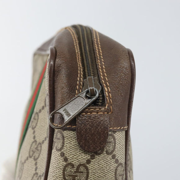 GUCCI GG Supreme Web Sherry Line Bag PVC Beige Red 156 01 012 Auth BA10259