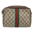 GUCCI GG Supreme Web Sherry Line Bag PVC Beige Red 156 01 012 Auth BA10259-2