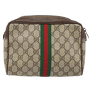 GUCCI GG Supreme Web Sherry Line Bag PVC Beige Red 156 01 012 Auth BA10259-3