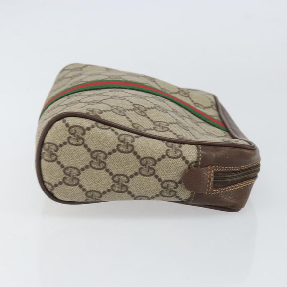 GUCCI GG Supreme Web Sherry Line Bag PVC Beige Red 156 01 012 Auth BA10259