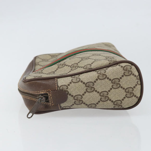 GUCCI GG Supreme Web Sherry Line Bag PVC Beige Red 156 01 012 Auth BA10259