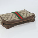 GUCCI GG Supreme Web Sherry Line Bag PVC Beige Red 156 01 012 Auth BA10259-6