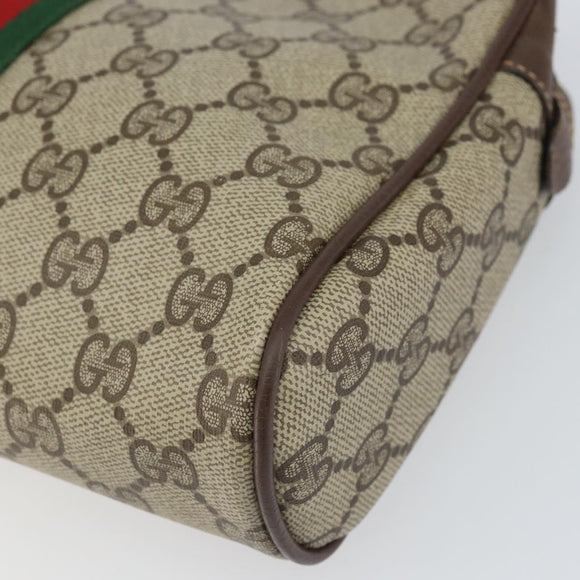 GUCCI GG Supreme Web Sherry Line Bag PVC Beige Red 156 01 012 Auth BA10259