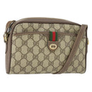 GUCCI GG Supreme Web Sherry Line Bag PVC Beige Red 001 58 6594 Auth BA10260-1