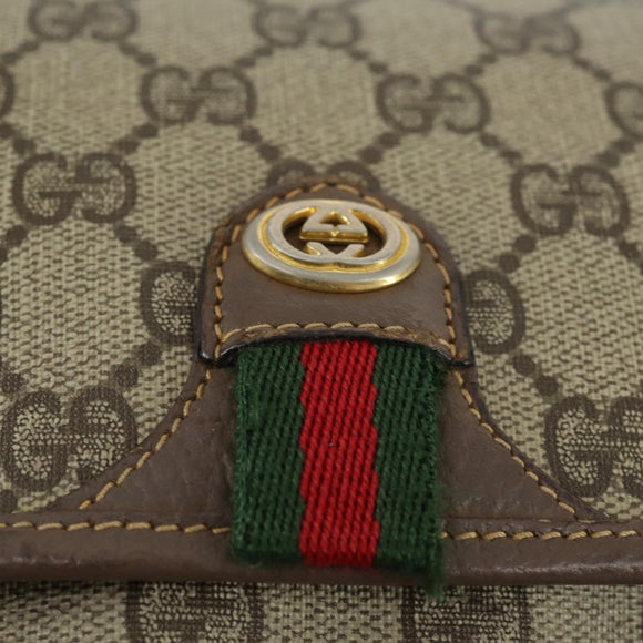 GUCCI GG Supreme Web Sherry Line Bag PVC Beige Red 001 58 6594 Auth BA10260