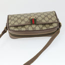GUCCI GG Supreme Web Sherry Line Bag PVC Beige Red 001 58 6594 Auth BA10260-6