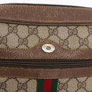 GUCCI GG Supreme Web Sherry Line Bag PVC Beige Red 68 02 005 Auth BA10261-15