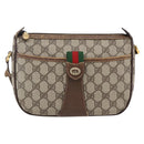 GUCCI GG Supreme Web Sherry Line Bag PVC Beige Red 89 02 032 Auth BA10262-13