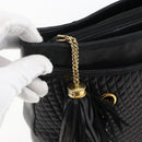 BALLY Chain Shoulder Bag Leather Gold Black Auth BA10264-10
