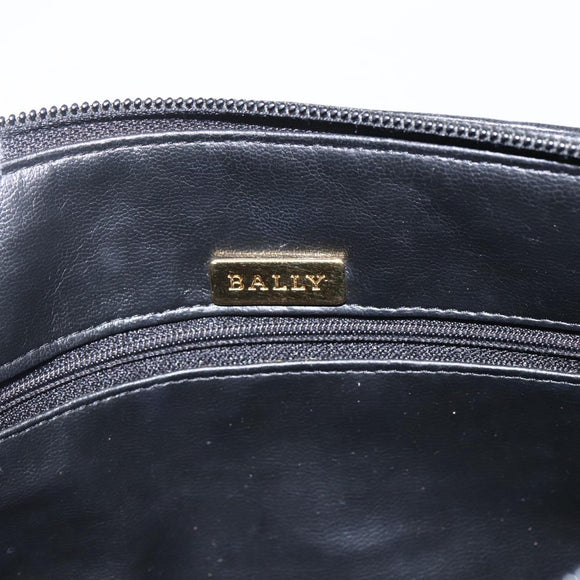 BALLY Chain Shoulder Bag Leather Gold Black Auth BA10264