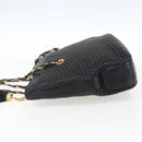 BALLY Chain Shoulder Bag Leather Gold Black Auth BA10264-3