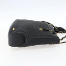 BALLY Chain Shoulder Bag Leather Gold Black Auth BA10264-4