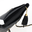 BALLY Chain Shoulder Bag Leather Gold Black Auth BA10264-6
