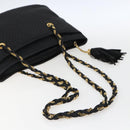 BALLY Chain Shoulder Bag Leather Gold Black Auth BA10264-7
