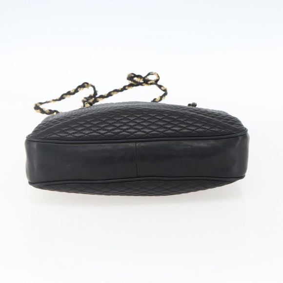 BALLY Chain Shoulder Bag Leather Gold Black Auth BA10264