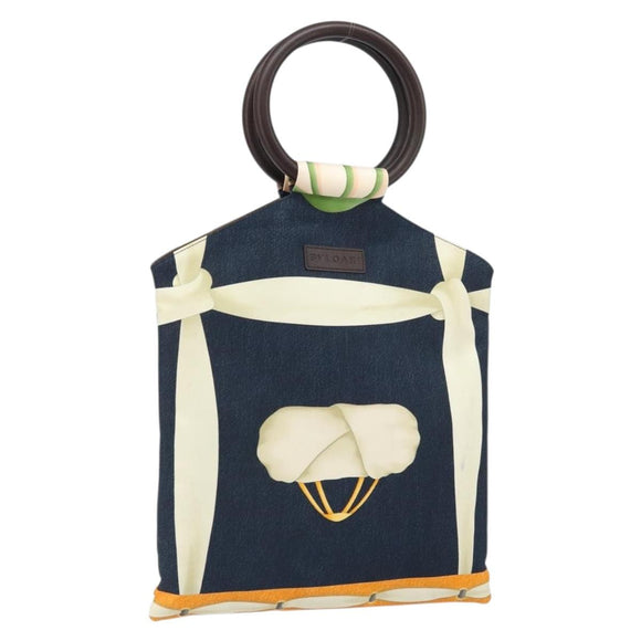 BVLGARI Hand Bag Canvas Navy Auth BA10265