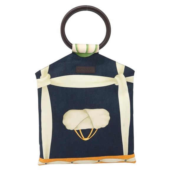BVLGARI Hand Bag Canvas Navy Auth BA10265
