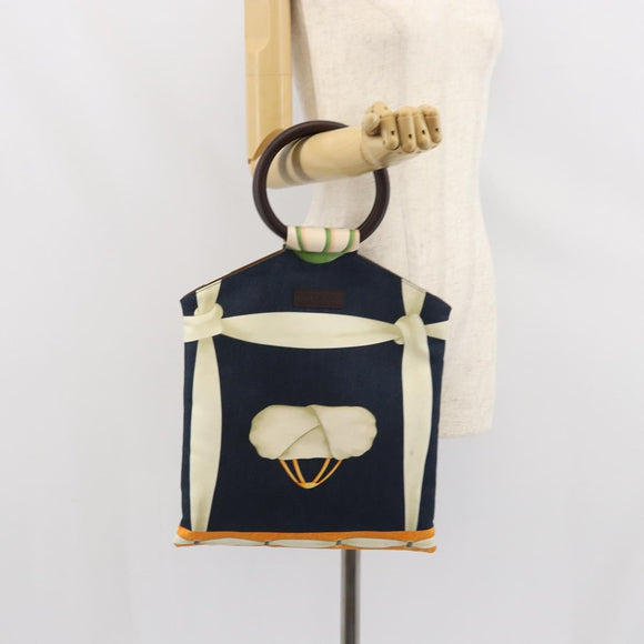 BVLGARI Hand Bag Canvas Navy Auth BA10265