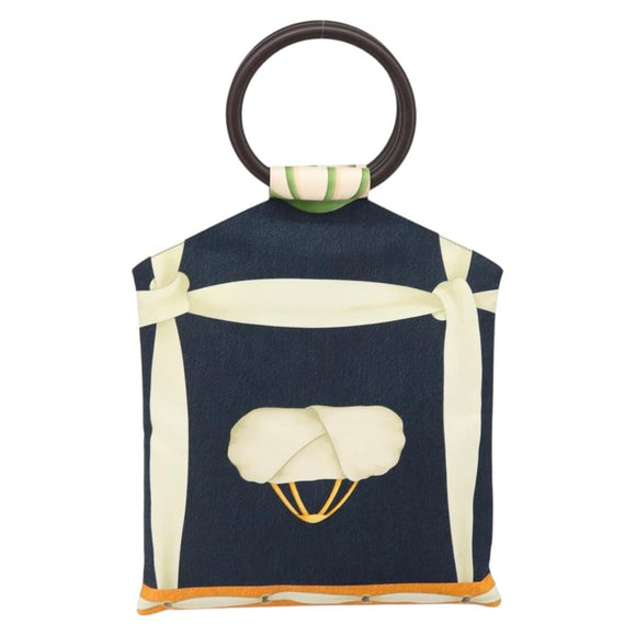 BVLGARI Hand Bag Canvas Navy Auth BA10265